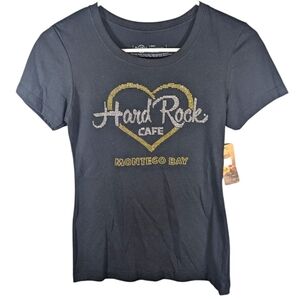NWT Hard Rock Cafe Montego Bay Bedazzled bejeweled sequin baby tee T-shirt small